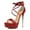 Red, variant on YDN Women Graceful Ankle Strap Buckle Stilettos Open Toe Sandals Platform Metal High Heel Pumps Bridal Dress Prom Shoes Size 7 Green
