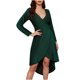 thumbnail image 1 of Vestido de cola de golondrina de manga larga de seda brillante delgado con cuello en V profundo sexy casual de moda para mujer Fridja  NMB5251, 1 of 9