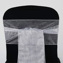 Efavormart 5pc x Razzle-Dazzle Glitter Pinstripe Organza Chair Sash for Wedding Event Decor Chair Bow Party Decoration  - Silver