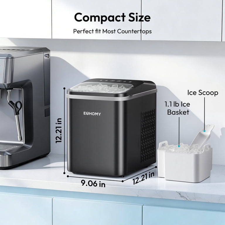 EUHOMY Chewable Ice Maker Countertop, Nugget Ice Machine Produces