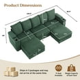 thumbnail image 3 of Wiilayok 110" Oversized U-Shaped Cloud Couch Sectional with Modular Design for Living Room: Comfy Corduroy, Ottoman, USB Port, Cup Holder, Armrest Storage, Side Pocket, Green, 3 of 9