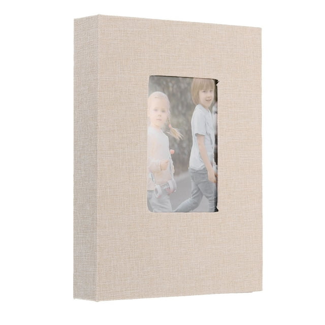 Álbum de fotos pequeño Uxcell, cubierta de lino de 5 x 7 pulgadas, libro de fotos que sostiene 52 fotos, beige