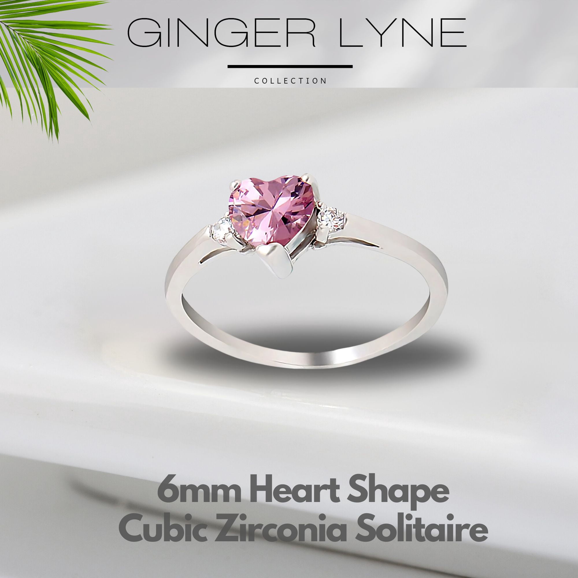 Shelly Heart Engagement Ring for Women Promise Birthstone Sterling Silver Ginger Lyne