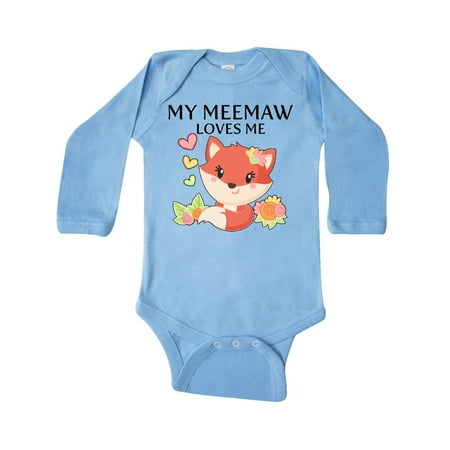 

Inktastic My Meemaw Loves Me- little fox Gift Baby Boy or Baby Girl Long Sleeve Bodysuit