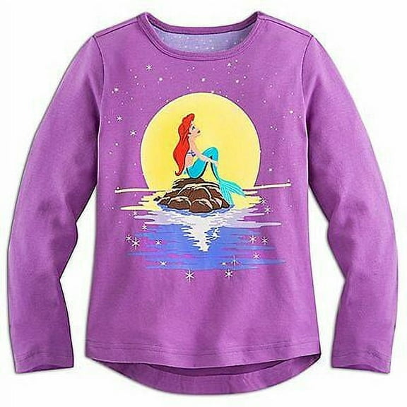 Disney Store Princess The Little Mermaid Ariel Long Sleeve T Shirt Girl Size 5/6