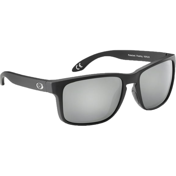 Flying Fisherman Lagoon Floating Sunglasses -  Matte Black/Smoke Silver Mirror