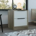 thumbnail image 2 of Kaia Nightstand, Two Drawers, Metal Handle White / Pine, 2 of 5