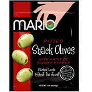 Mario Camacho Foods Pitted .. .. Snack Olives, with .. a .. Hint of .. Savory Pepper, .. 1.05 .. Ounce (Pack of .. .. 12)