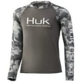 thumbnail image 1 of HUK Kids Standard Double Header Long Sleeve Shirt Sun Protection, Refraction-Storm, Medium, 1 of 3