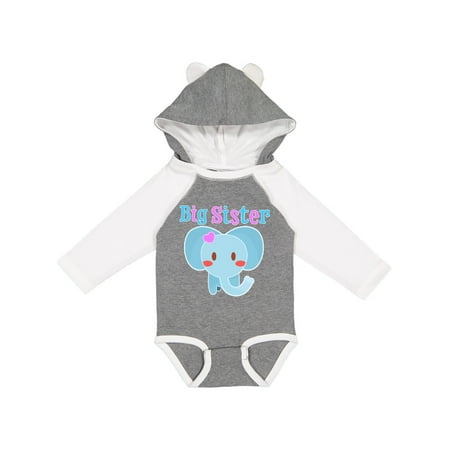 

Inktastic Big Sister elephant Gift Baby Girl Long Sleeve Bodysuit