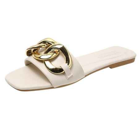 

Fanxing Womens Slide Sandal Dressy Summer Lightweight Casual Slippers Fashion O-Rint One Strap Open Toe Boho Flat Sandals