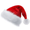thumbnail image 1 of Gorro navideño grueso de terciopelo para adultos y niños, adornos navideños, gorro largo de pelusa corta, gorro de celosía rojo y blanco, 1 of 5