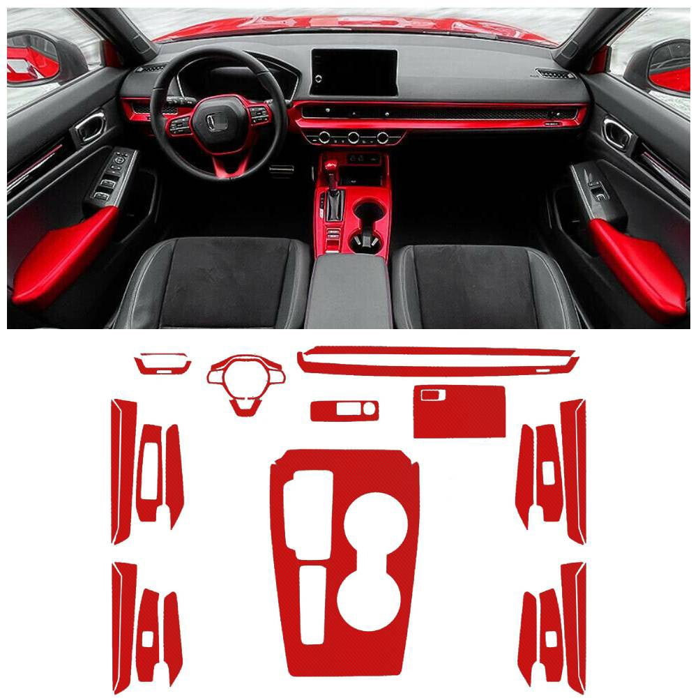 3D Red Carbon Fiber Interior Cover Trim Stickers For Honda Civic 11Th 2022