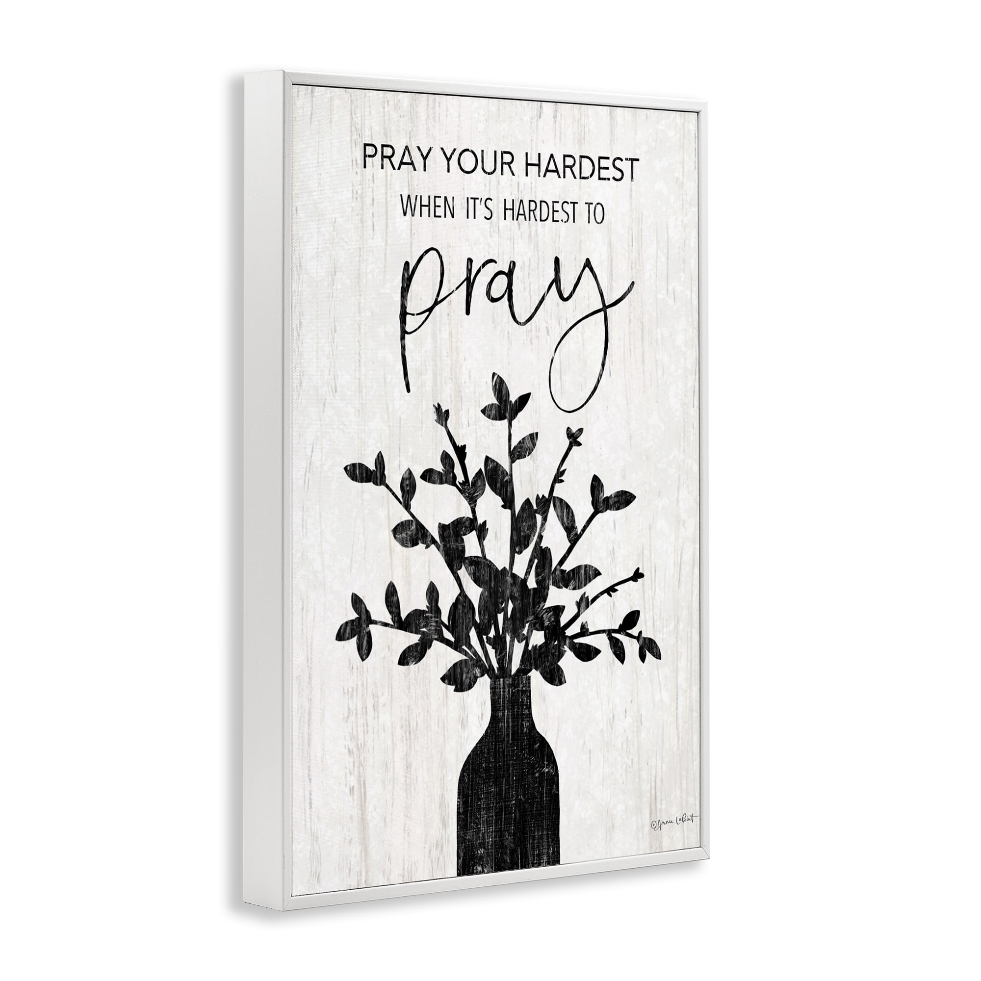Stupell Industries Pray Your Hardest Religious Painting White Framed Art Print Wall Art, 20 x 30