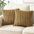 thumbnail image 4 of Throw Pillow Covers 18x18 Inch, Soft Plush Striped Decorative Pillow Covers with Velvet Back Double Sided Fluffy Shaggy Cushion Covers for Sofa Couch Bed Living Room Home Decor, 4 of 5