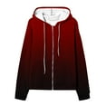 thumbnail image 6 of 2025 Sweatshirt Coat for Women Winter Drawstring Hooded Coat for Women Fashion Gradient Print Oversized Hoodies Sweatshirt Coat Long Sleeve Zip up Outwear with Pocket Weekly, 6 of 6