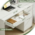 thumbnail image 4 of DreamCurship White Desk with Drawers, Modern Computer Desk with File Drawers, Home Office Study Writing Desk with Storage, White, 4 of 8