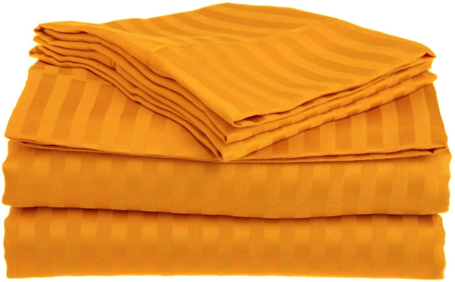 Orange Striped Queen Size 4 Pc Sheet Set 1000 Thread Count 100% Egyptian Cotton 