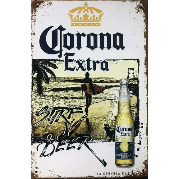 Tin Sign Vintage Chic Art Decoration Poster Corona Beer for Home Bar Cafe Farm Store Garage or Club 12" X 8"