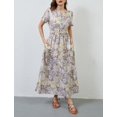 thumbnail image 2 of Vestido largo ACCPUR para mujer, estilo bohemio, floral, cuello en V, con bolsillos, 2 of 7