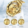 thumbnail image 6 of OLEVS Watches for Men Business Dress Luxury Casual Analog Quartz Stainless Steel Waterproof Luminous Date Men Wrist Watches reloj para hombre Plated Gold Dial, 6 of 12