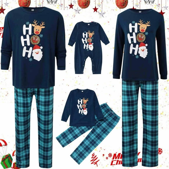 Zhanying Christmas Family Pajamas Matching Sets 2 Piece Pjs Clothes Set Outfits for Couples Family Jammies Matching Holiday Pajamas for Couples Family Pjs Matching Sets Blue