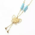thumbnail image 2 of EOEMY Stainless Steel Set Necklace Earrings Turquoise Butterfly Gold 20.4" P687-Default, 2 of 4