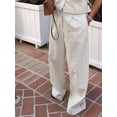 thumbnail image 5 of Women'S 2 Piece Vacation Outfit Striped Button Down Blazer Vest and Long Pants Set White M, 5 of 9