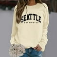 thumbnail image 4 of Seattle Washington Sweatshirts for Women Long Sleeve Crewneck Graphic Sweatshirt Pullover Tops Fall Winter Outfits, 4 of 5