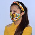 thumbnail image 6 of Ezolistic TURMASK Turban Female Headband & Face Mask 2 ply Neoprene Fabric Reversible with Filter Pocket Silicone cord locks toggles ear loop adjuster ( Zaira ), 6 of 7