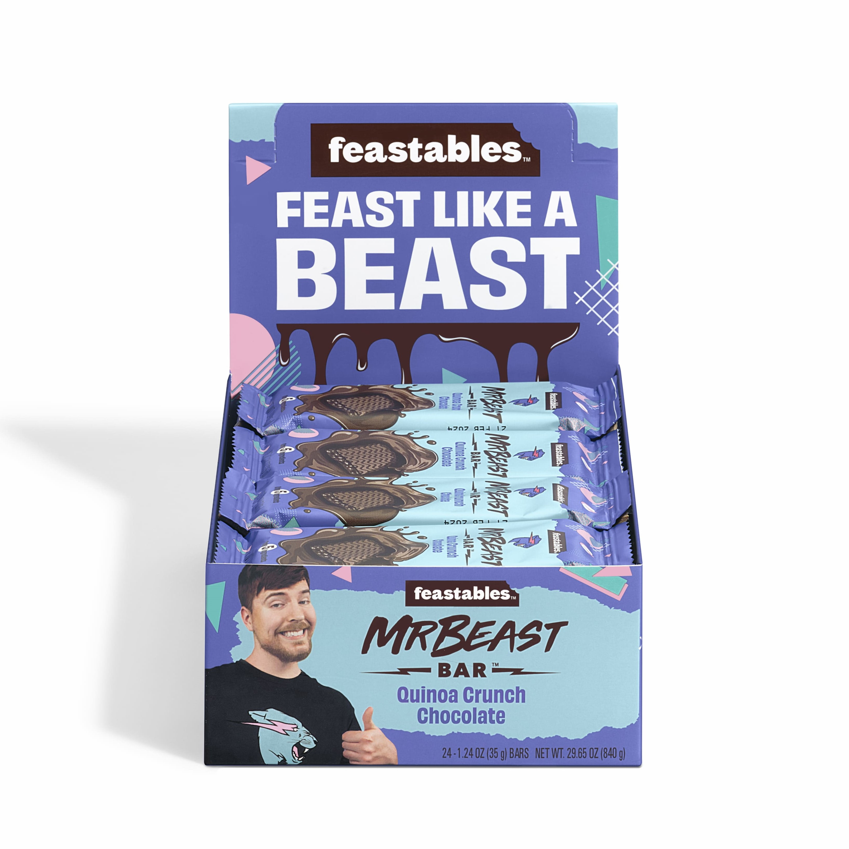 Feastables MrBeast Variety Pack Chocolate Bars (Original Chocolate, Quinoa  Crunch, Almond Chocolate), 18 Count