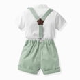 thumbnail image 2 of Kaprioy Toddler Formal Outfit Kid Gentleman Short Sleeve Shirt Bowtie Boy Suspender Shorts Wedding Suit Boys Outfits, 2 of 5