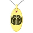 thumbnail image 1 of Stainless Steel Letter Q Initial 3D Cube Box Monogram Engraved Small Oval Charm Pendant Necklace, 1 of 1