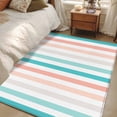 thumbnail image 5 of Coral Red Aqua Stripes Washable Area Rugs 4'x6', Minimalist Abstract Vertical Striped Low Pile Throw Living Room Rug Non-Slip Sturdy Edge Binding Carpet for Indoor Entryway Bedside Kitchen, 5 of 9