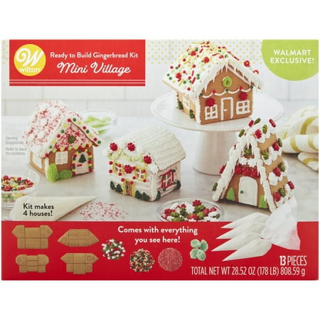 Wilton Ready-to-Build Mini Village Gingerbread Kit, 13-Piece