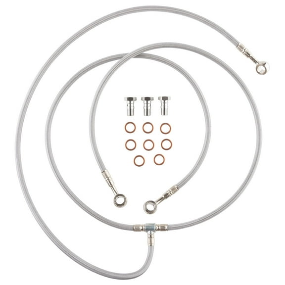 Tusk Front ATV Steel Braided Brake Line Standard Length 2" Silver for Honda TRX 400EX 1999-2008