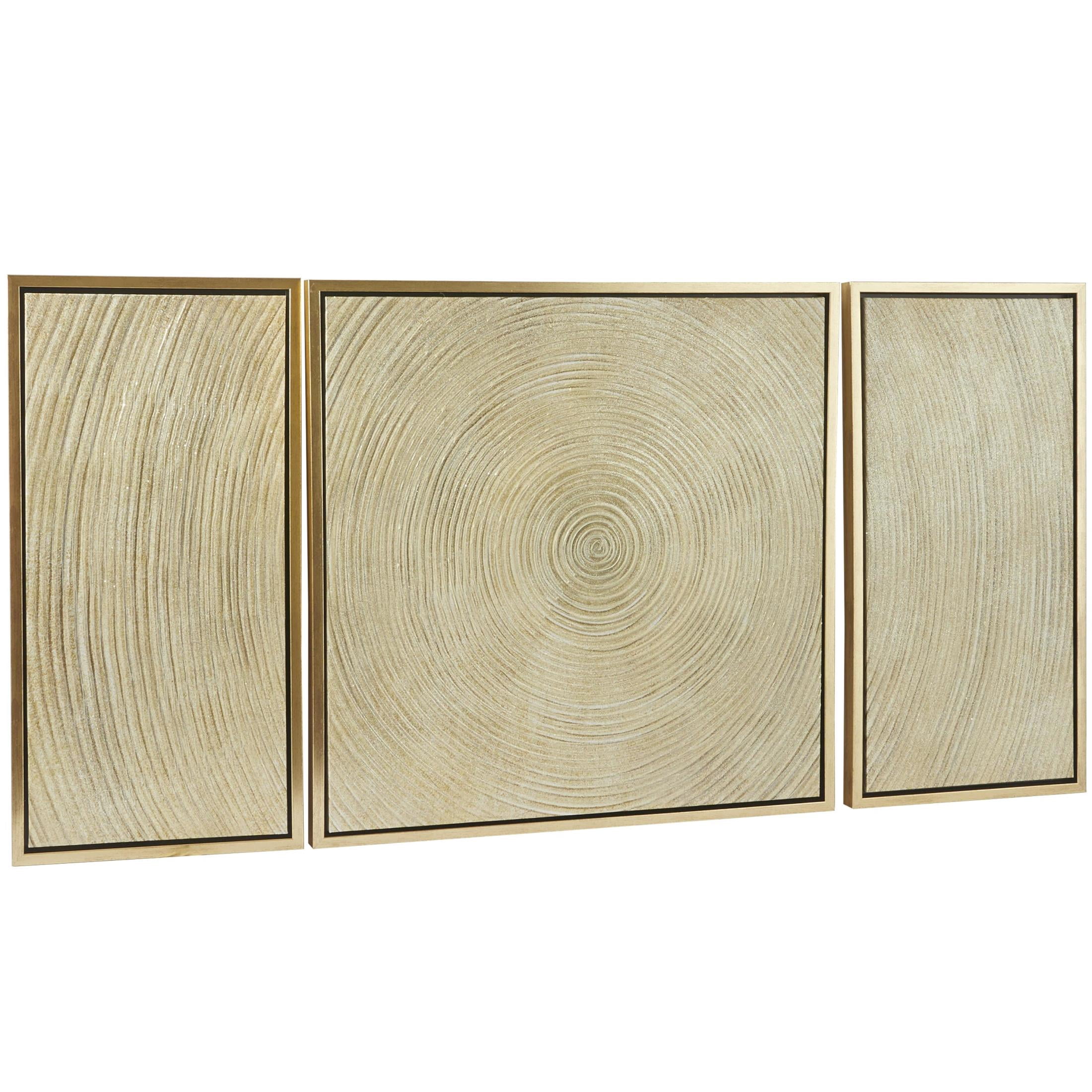 32" x 32" Ripple Starburst Framed Wall Art with Gold Frame, by DecMode (3 Count)