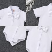 IBTOM CASTLE Baby Boys Baptism Christening Outfit Bowtie Romper Waistcoat Shorts Pants Wedding Party Formal Tuxedo Suit