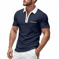 thumbnail image 1 of Men's Short Sleeve Zipper Down Collar Shirt - Gradient Print, Polyester Material, Perfect for Business, Casual & Summer, 1 of 5