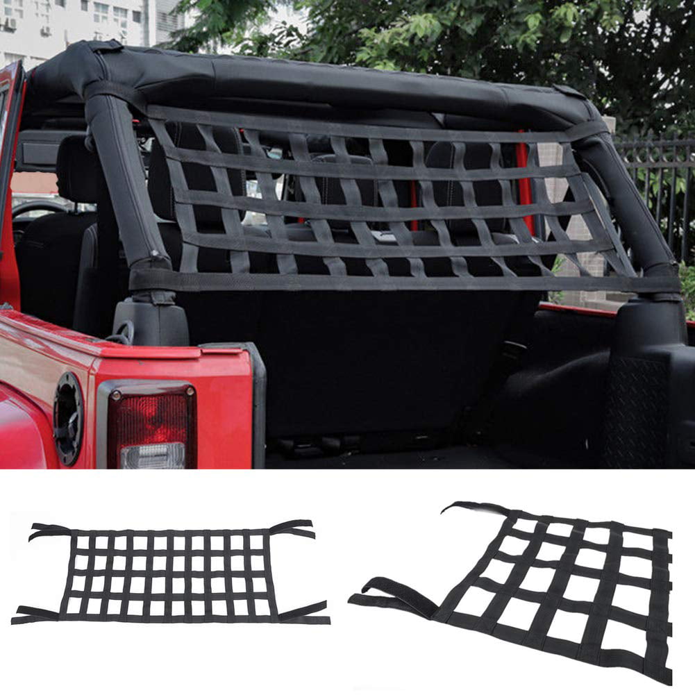 FADDARE Rear Top Cargo Net for Jeep Wrangler JK 07-18,Car Roof Hammock with High-Strength Oxford Cloth,Mesh Car Bed Rest,Cargo Sunshade Awning 