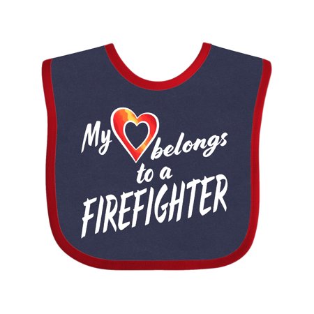 

Inktastic My Heart Belongs to a Firefighter with Red Heart Gift Baby Boy or Baby Girl Bib