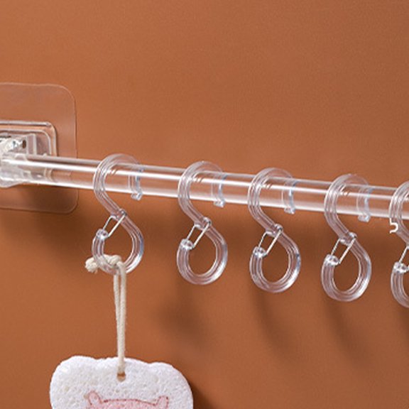 LIFKOME Acrylic Curtain Rod Clear Towel -Mounted Kitchen Storage Organizer Hanging Towel Rod Bracket For Bathroom Closet Laundry Room