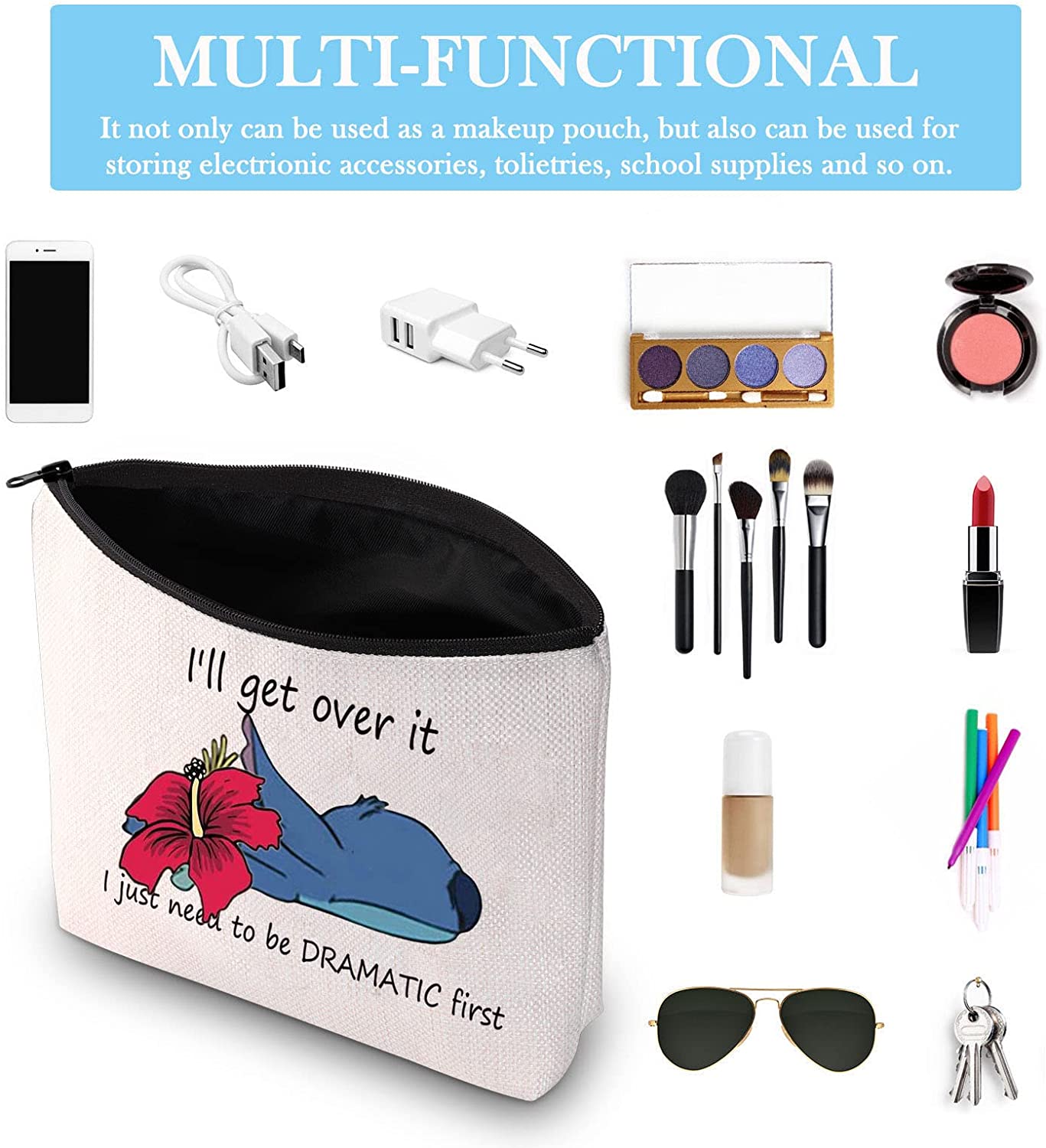 Lustiger Reißverschlussbeutel 'I'll Get Over It I Just Need To Be Dramatic First' – Make-up-Tasche & Kulturtasche