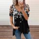 thumbnail image 1 of ICHUANYI Clearance Fashion Woman V-Neck Short Sleeve Tops T-Shirt Summer Print Loose Blouse(White, XL) ICHUANYI WER2023080808215, 1 of 5