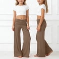thumbnail image 2 of XINXIAOO Kids Fold Over Pants Girls Y2K Khaki Low Rise Bell Bottoms Yoga Pants Wide Leg Pants Size 9-10 Years Girls Pants, 2 of 8
