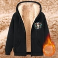 thumbnail image 3 of Fanxing Mens Sherpa Lined Coats Winter Zip Up Graphic Sweatshirts Fleece Hooded Coat Fashion Jackets Outerwear Black,XL, 3 of 5