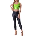 thumbnail image 2 of TOP SIN MANGAS U ESCOTE PARA MUJERES INSPIRE CHIC ROPA DE FIESTA Y CLUB Holográfico Brillante Metálico Crop Top L Verde Brillante, 2 of 6