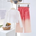 thumbnail image 6 of SGFCWSX Girls 2-Piece Outfit, Long Sleeve Cropped Top and Ombre Distressed Jeans, Daily Trendy Casual Clothing Set for Kids Pink Size 7-8 Years, 6 of 7