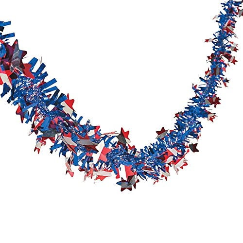 Patriotic Tinsel Garland Party Decor 1 Piece