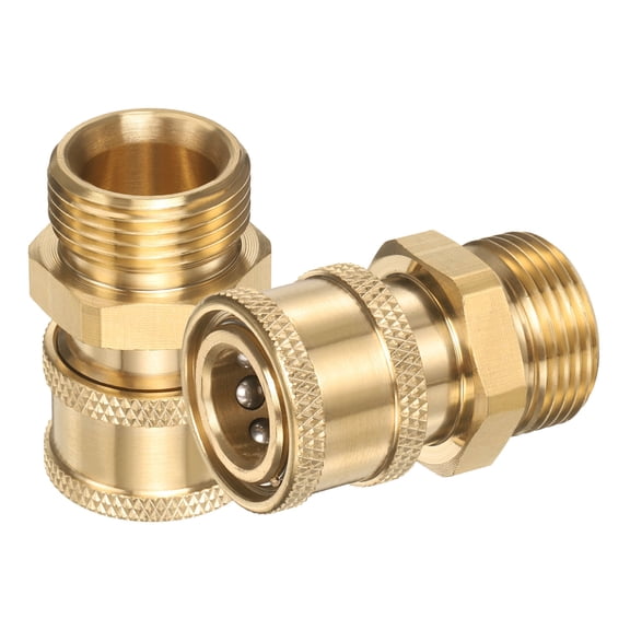 Uxcell 2 Pack Pressure Washer Adapter, 1/4" Female Quick Plug to M22 15mm Male Quick Connect Fittings Brass Swivel Adapter for Pressure Power Washers Hose